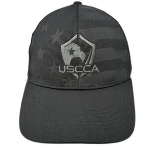 USCCA Trucker Hat Black One Size Tonal American Flag Shield Mesh Back Snapback